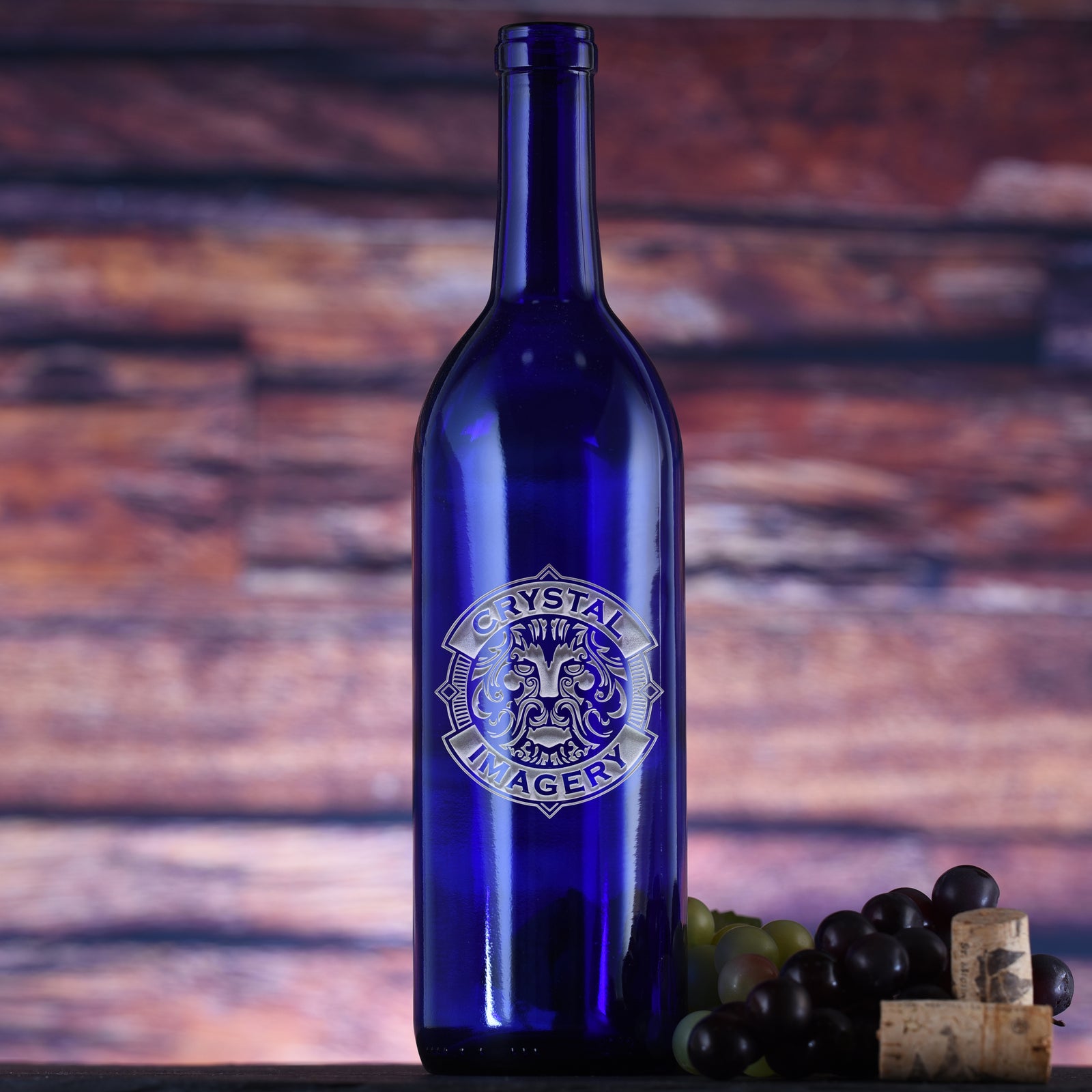 Logo Wine Bottle, Blue or Green
