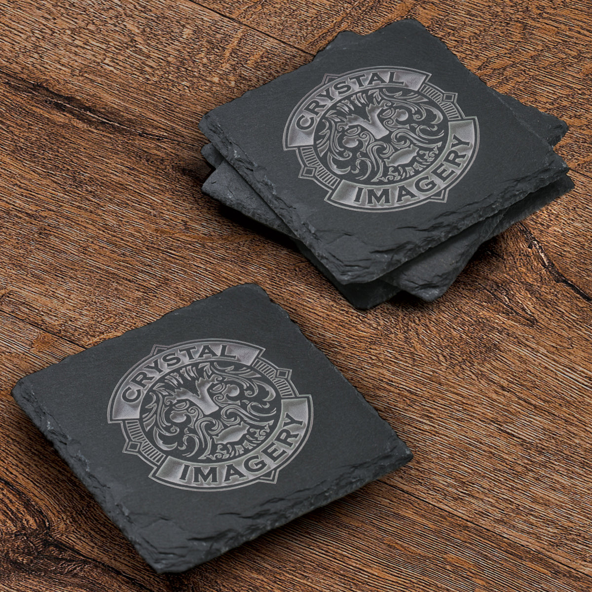 Logo Slate Coasters, Engraved (Set of 4)