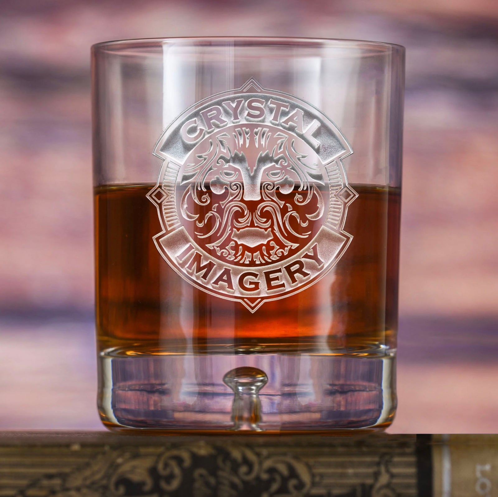 Logo Crystal Scotch Whiskey Rocks Glasses, Engraved