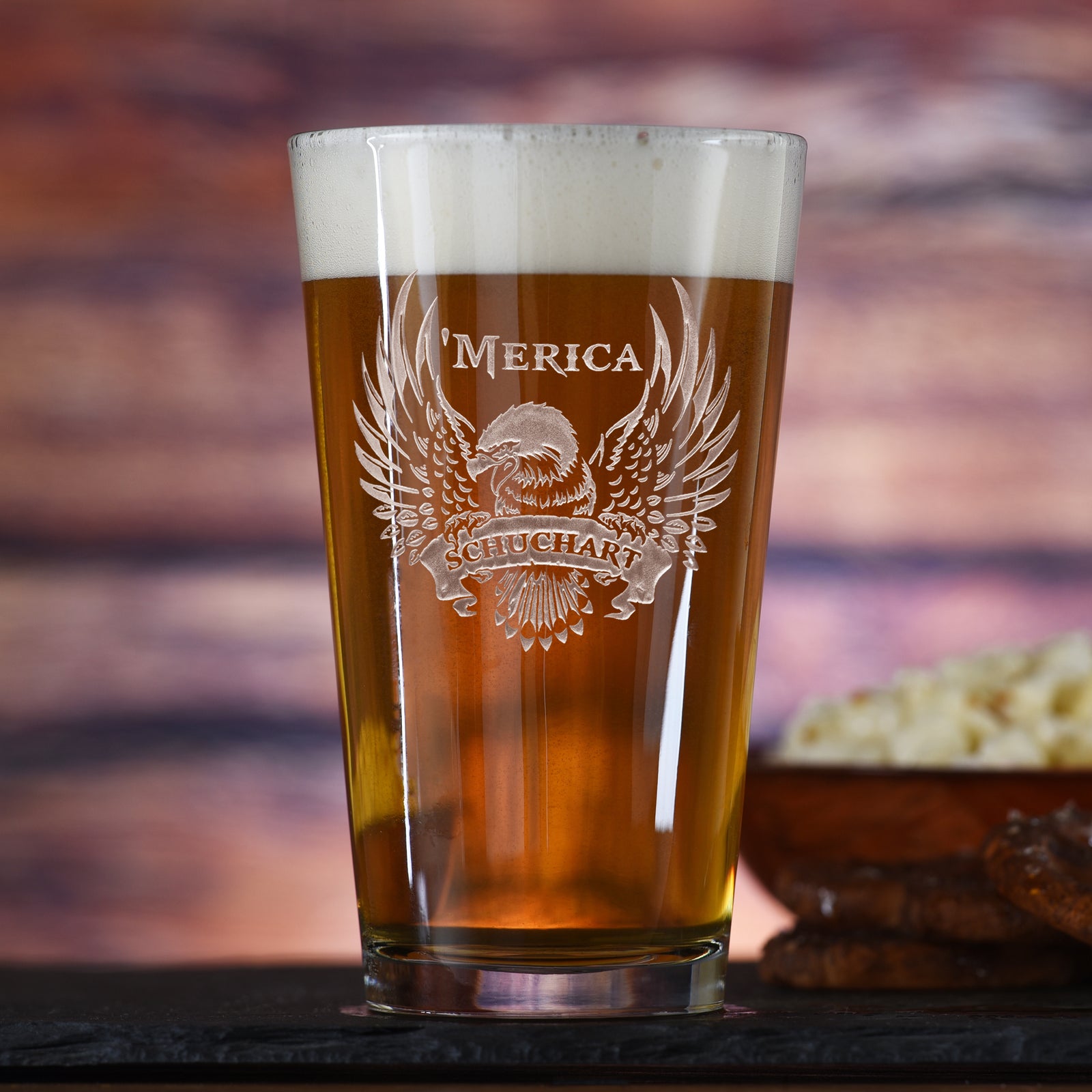 Patriotic USA 'Merica, Bald Eagle Pint Beer Glass