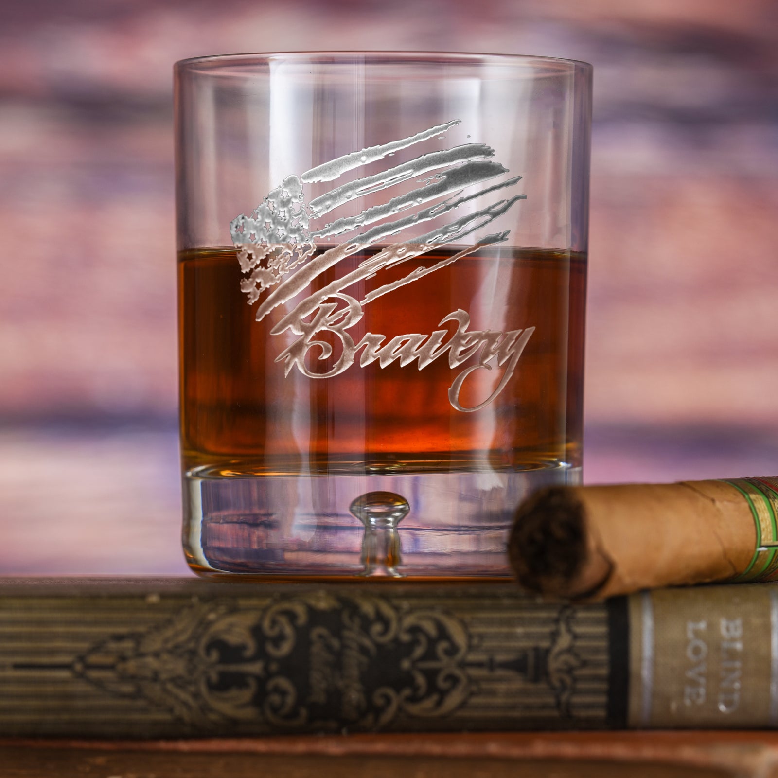 Bravery Flag Stars & Stripes, Crystal Whiskey Glass