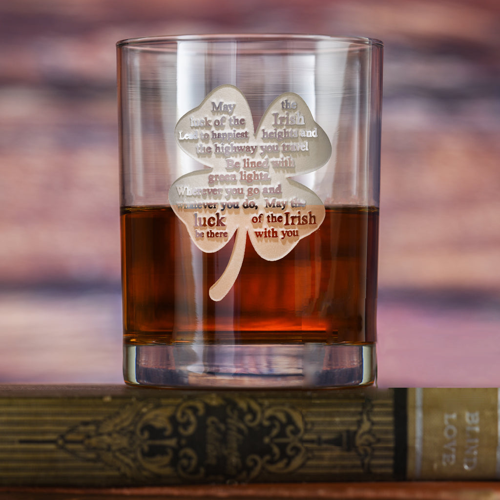 Luck of the Irish Whisky Glass, St. Patrick's Day Rocks Glass Gift
