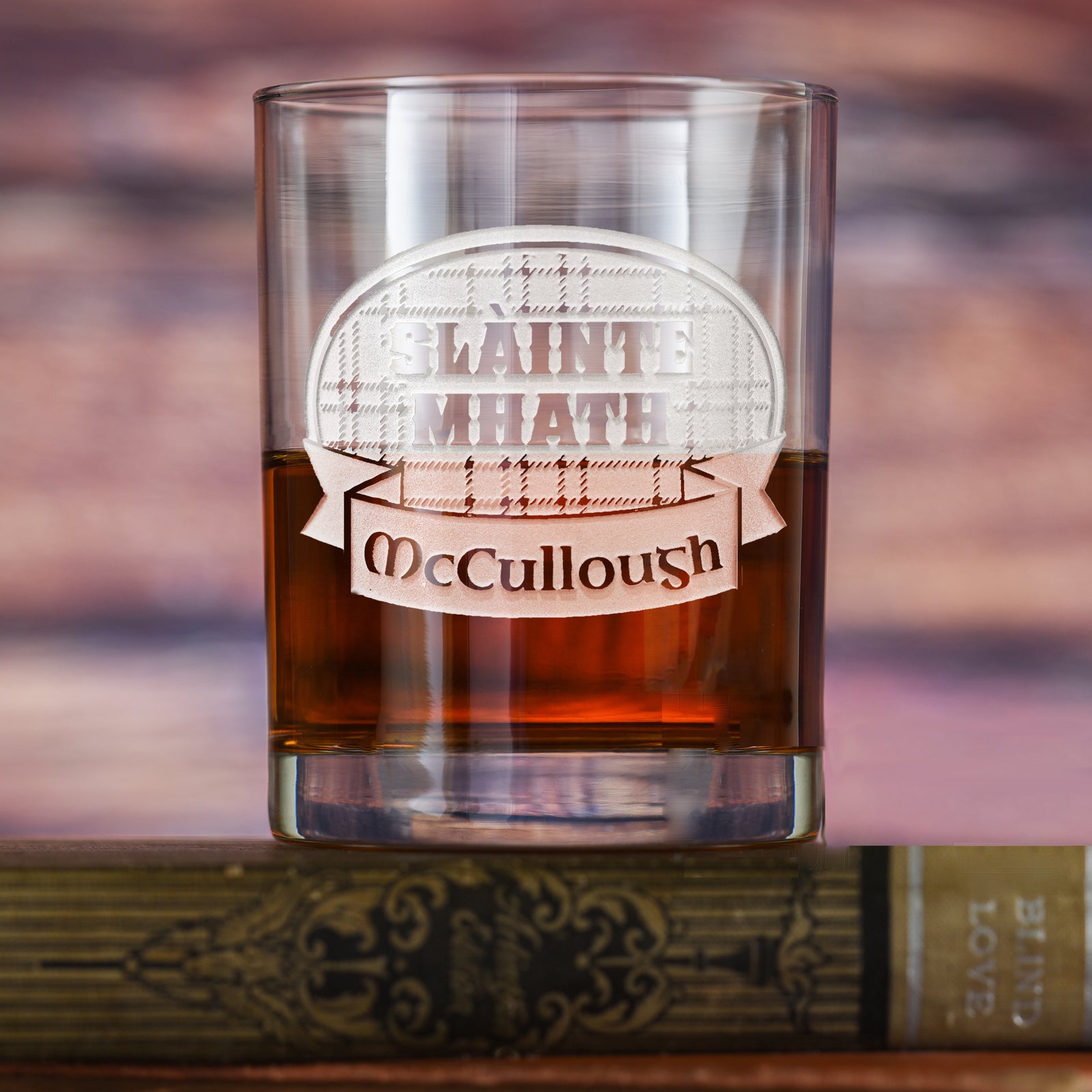 Scottish "Slainte Mhath" Engraved Rocks, Whisky Glass Gift