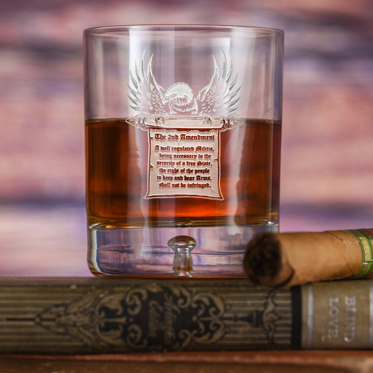 2nd Amendment Gun Rights Crystal DOF Rocks Glass