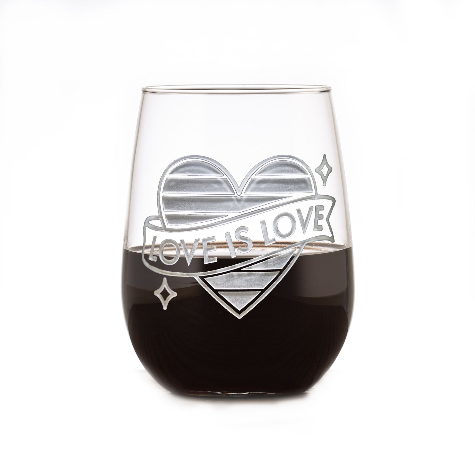 Love Is Love LGBQT Pride, Engraved Stemless Wine