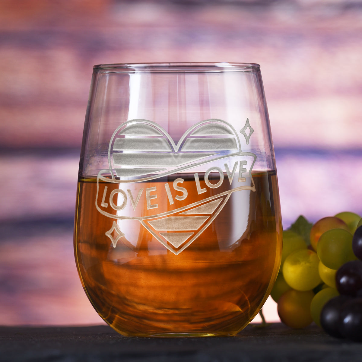 Love Is Love LGBQT Pride, Engraved Stemless Wine