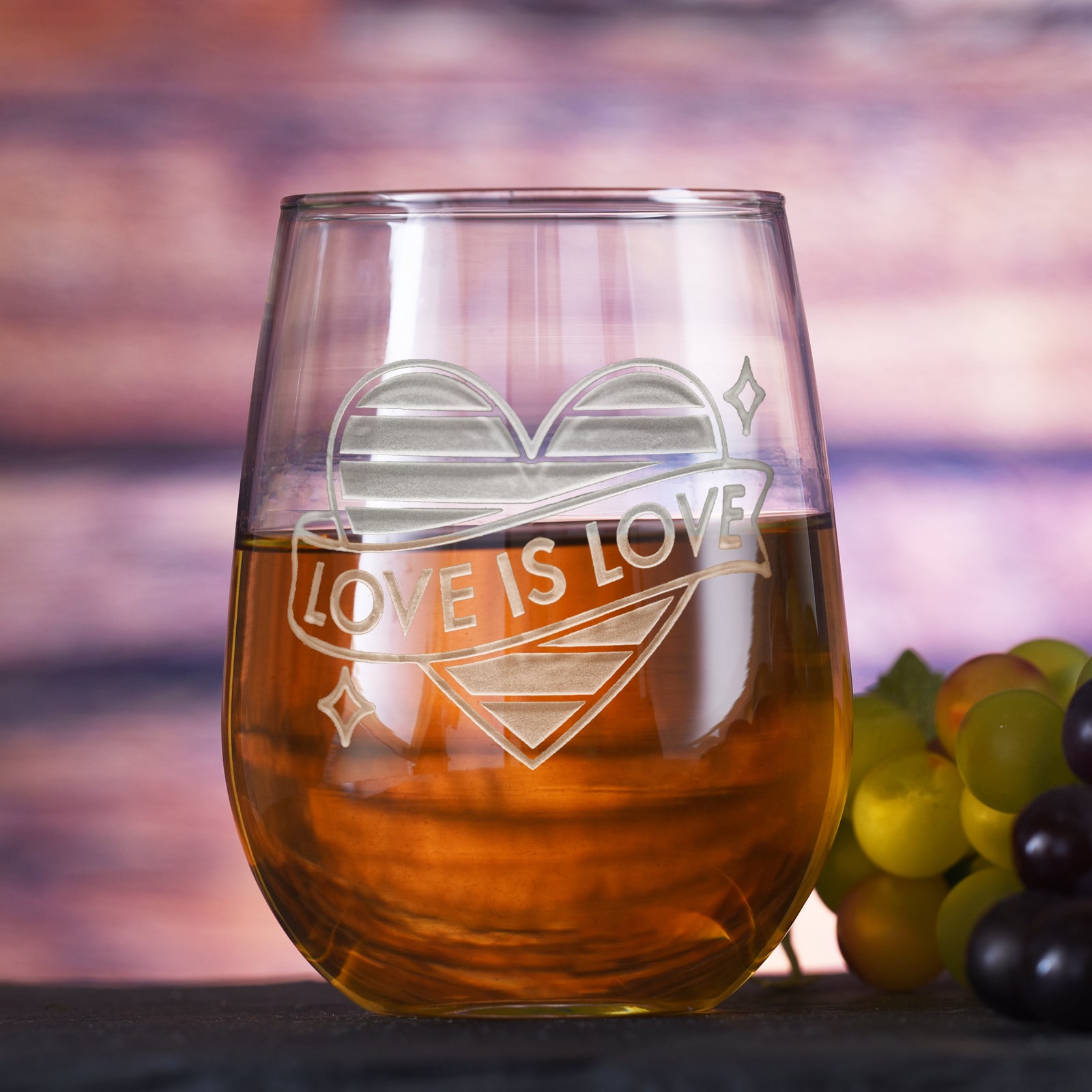 Love Is Love LGBQT Pride, Engraved Stemless Wine