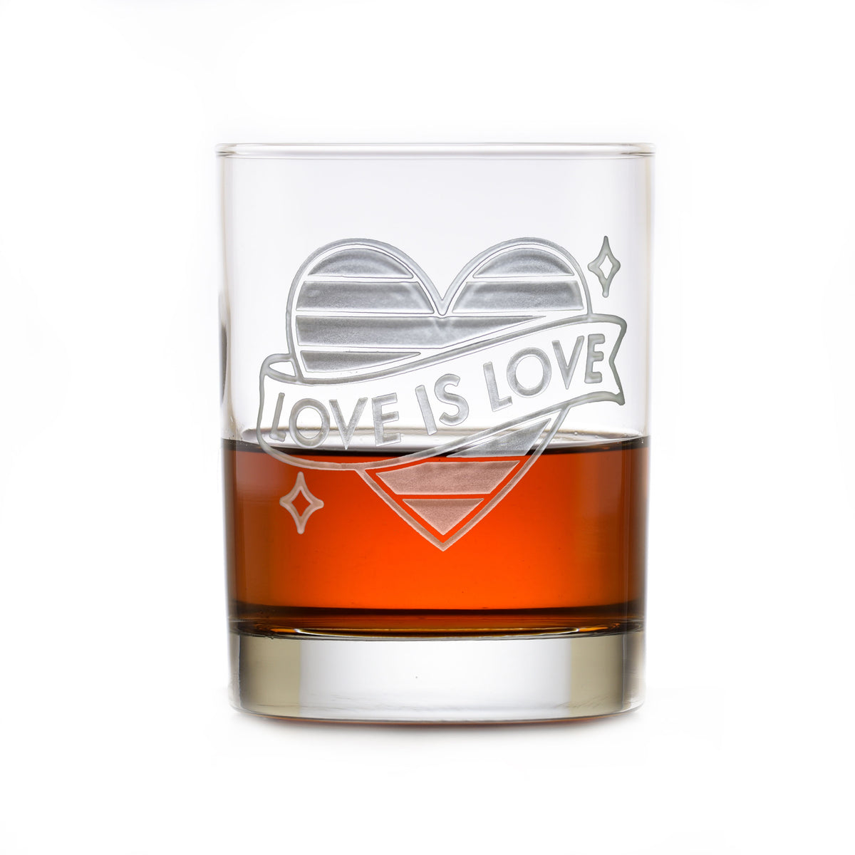 LGBTQ Pride "Love Is Love" Scotch Whiskey Bourbon Glass