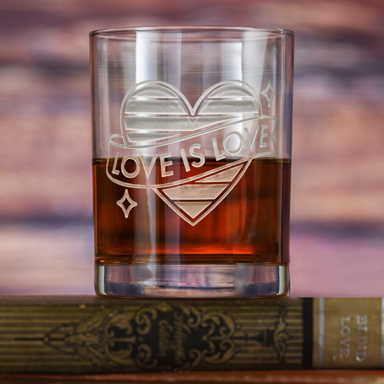 LGBTQ Pride "Love Is Love" Scotch Whiskey Bourbon Glass