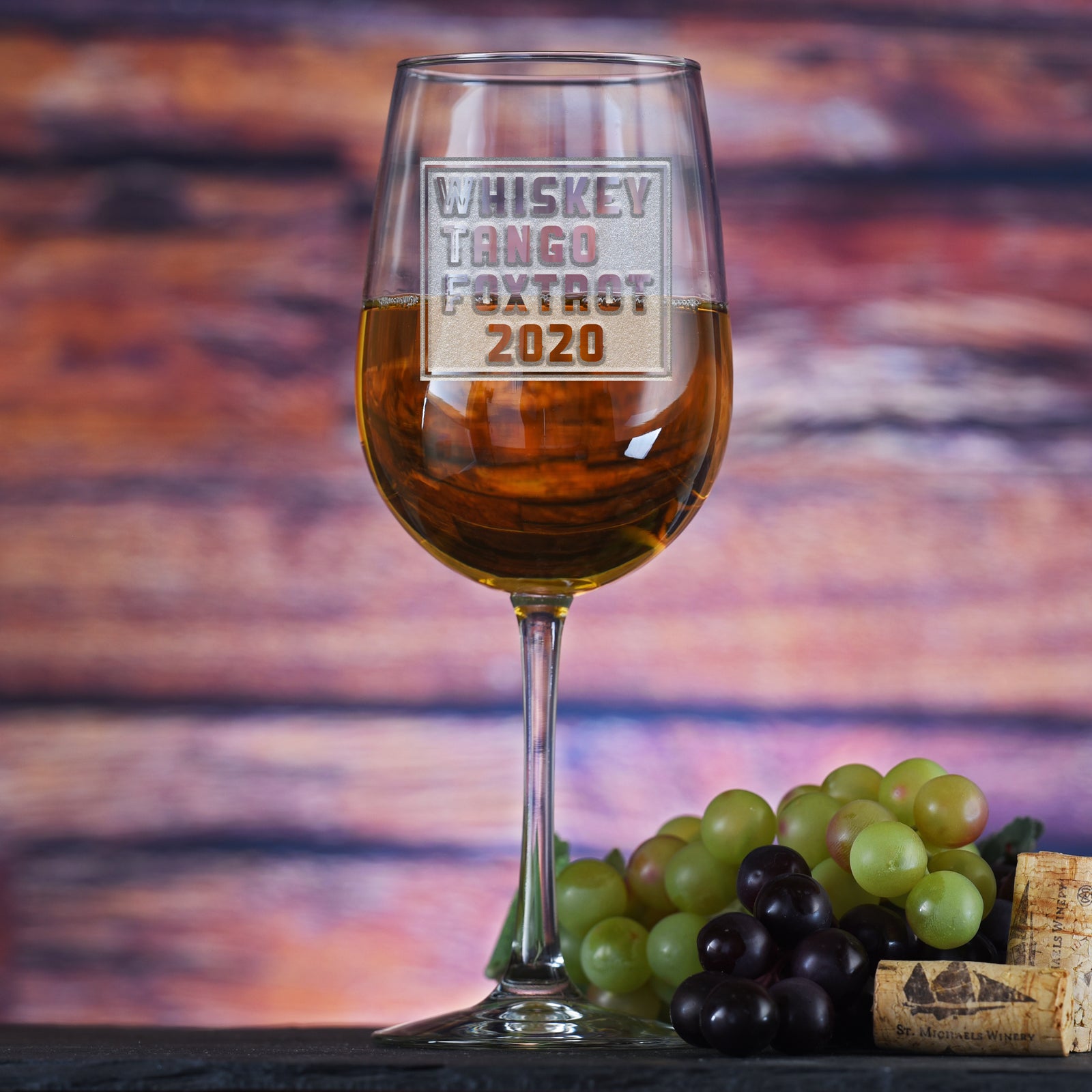 WTF 2020, Whiskey Tango Foxtrot, Funny Wine Glass