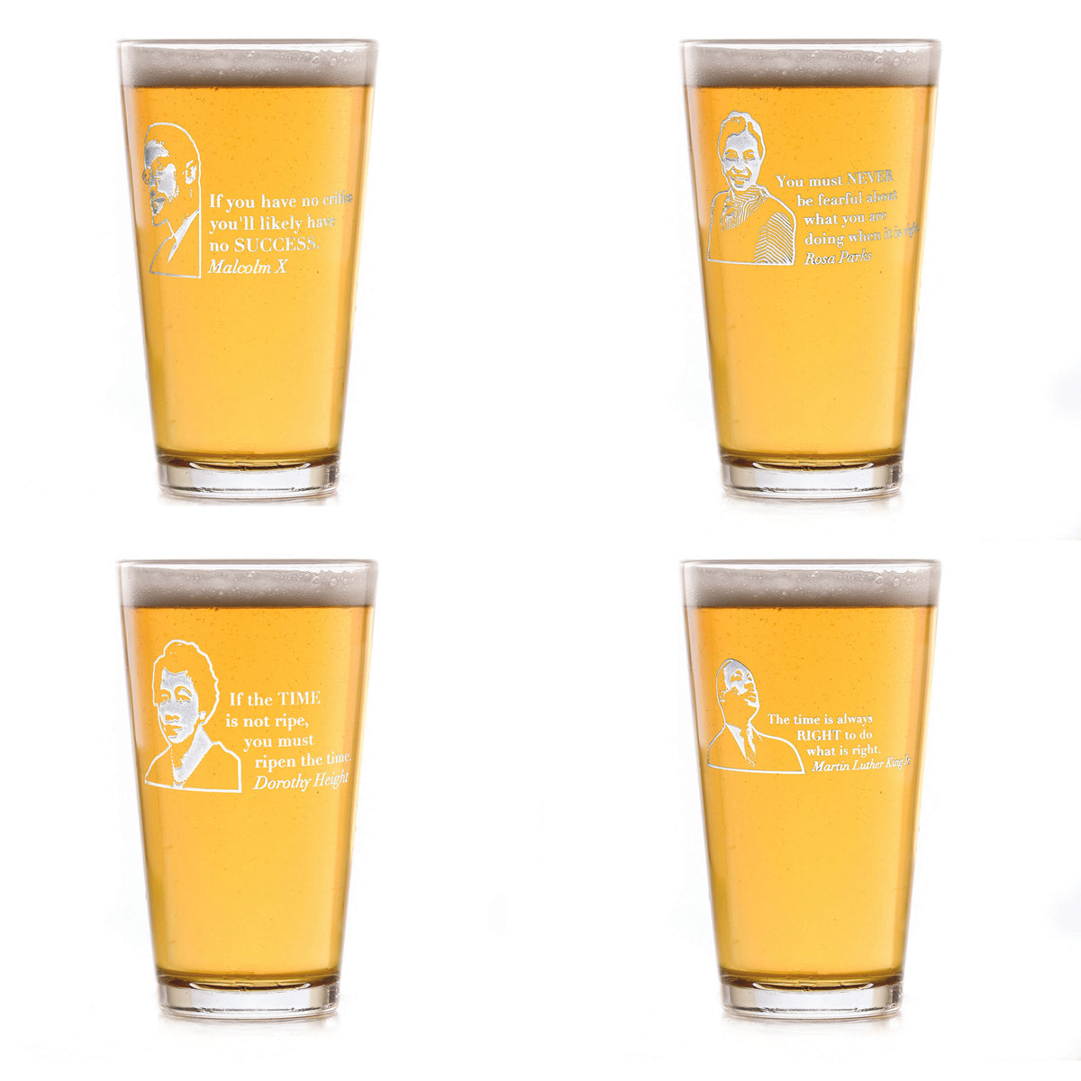 Black Leader Quotes Beer Glass Set "Love Knows No Color"