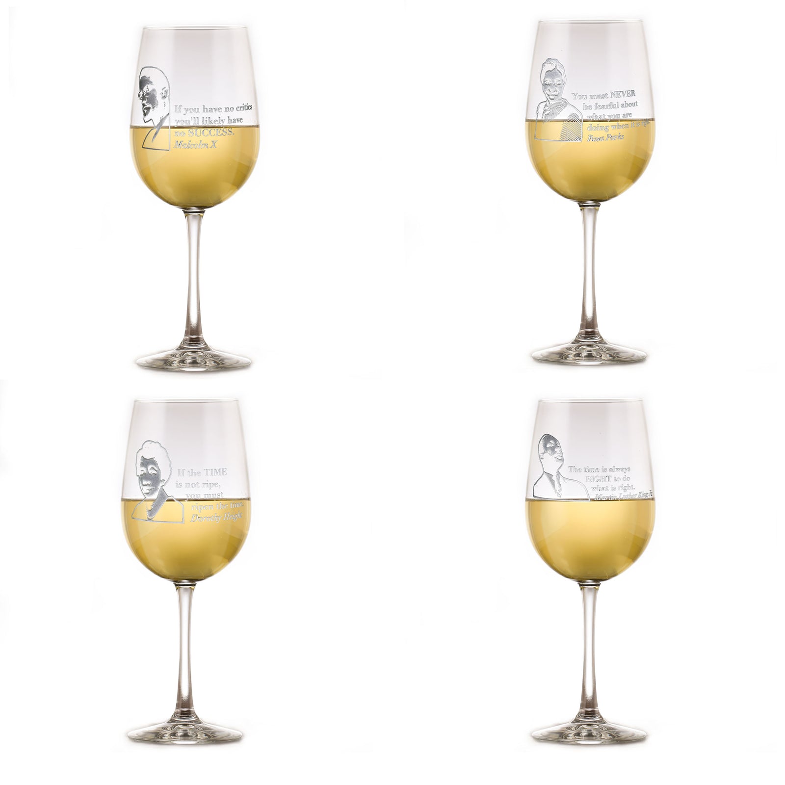 Black Leader Quotes Wine Glass Set "Love Knows No Color"