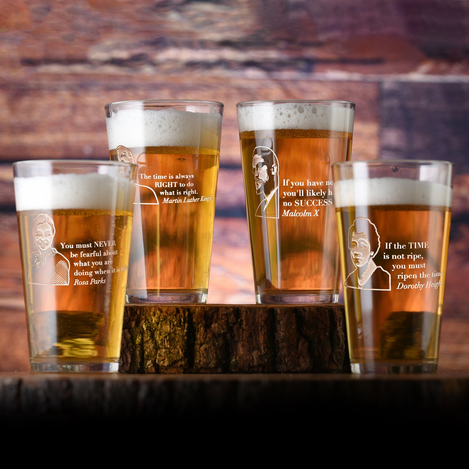 Black Leader Quotes Beer Glass Set "Love Knows No Color"