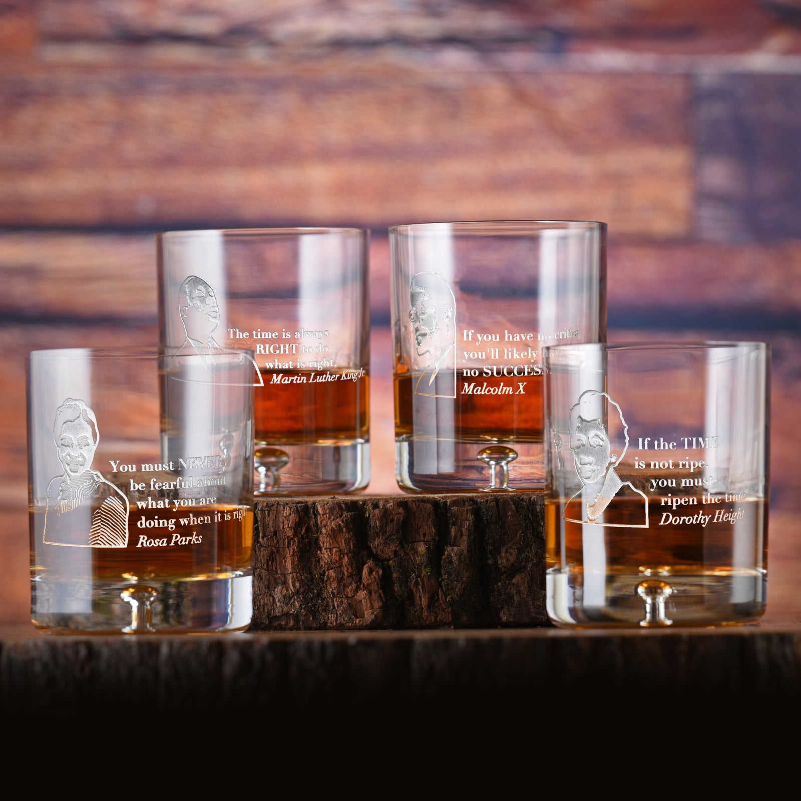 Black Leader Quotes Crystal Whiskey Glass Set "Love Knows No Color"