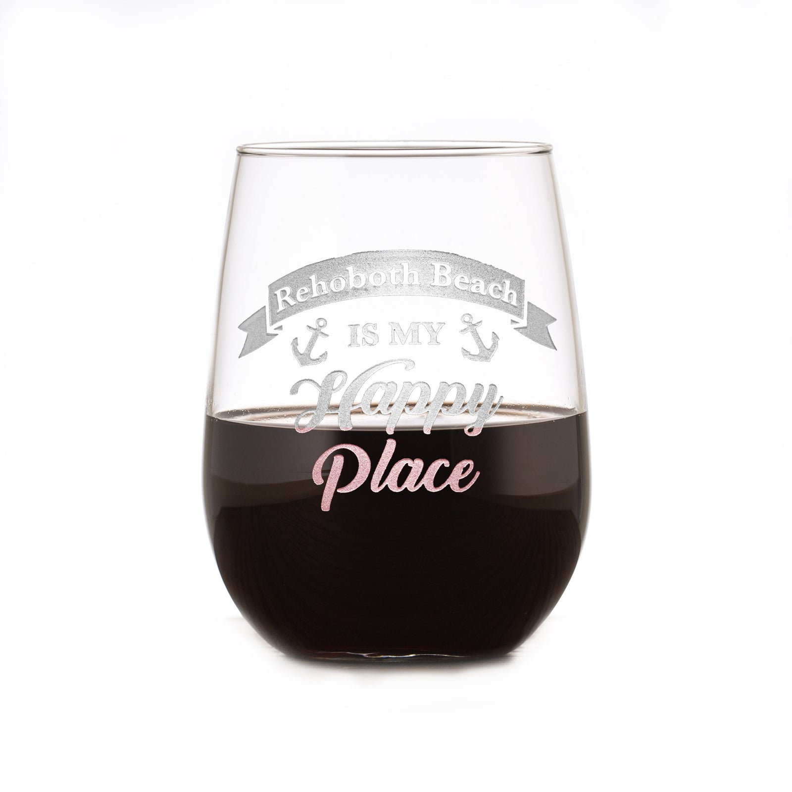 Happy Place Stemless Wine Glass Gift