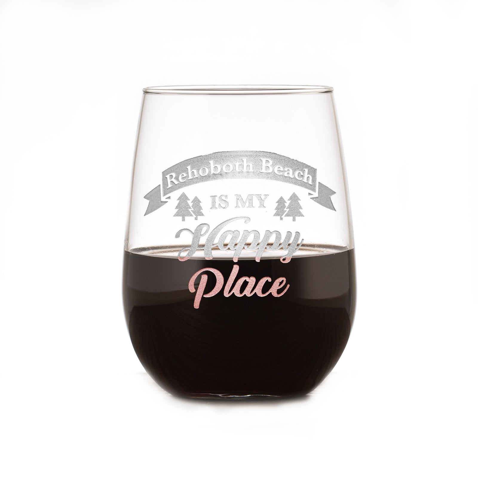 Happy Place Stemless Wine Glass Gift