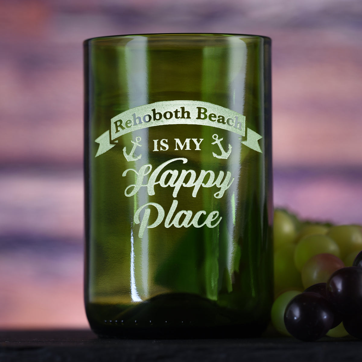Happy Place Green Recycled Wine Bottle Glass
