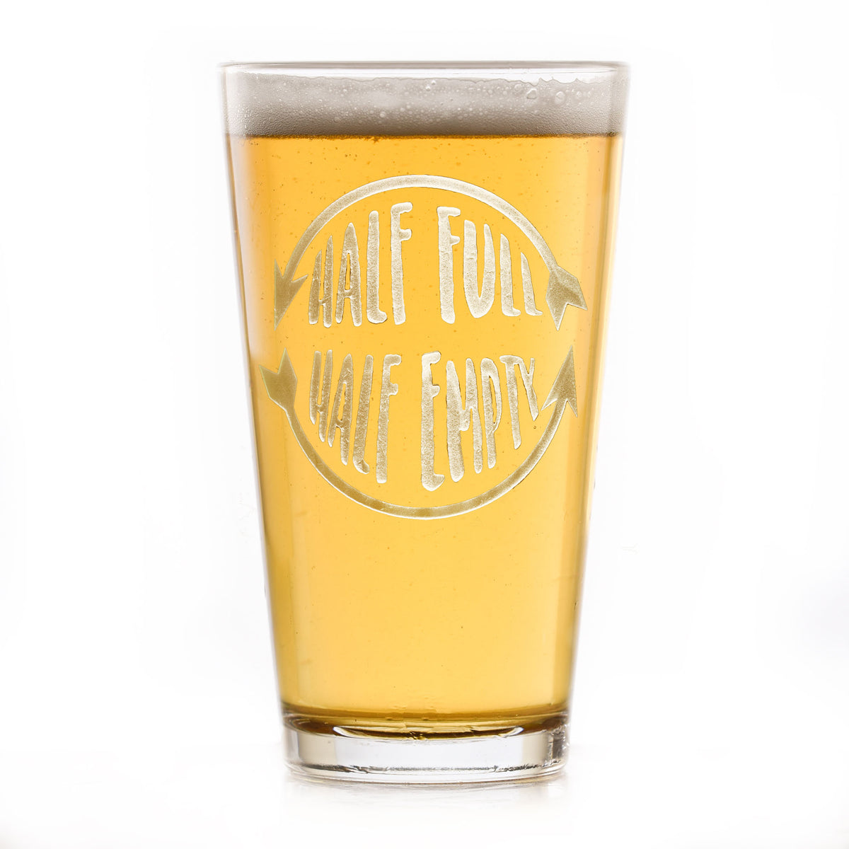 Half Full, Half Empty Pint Beer Glass