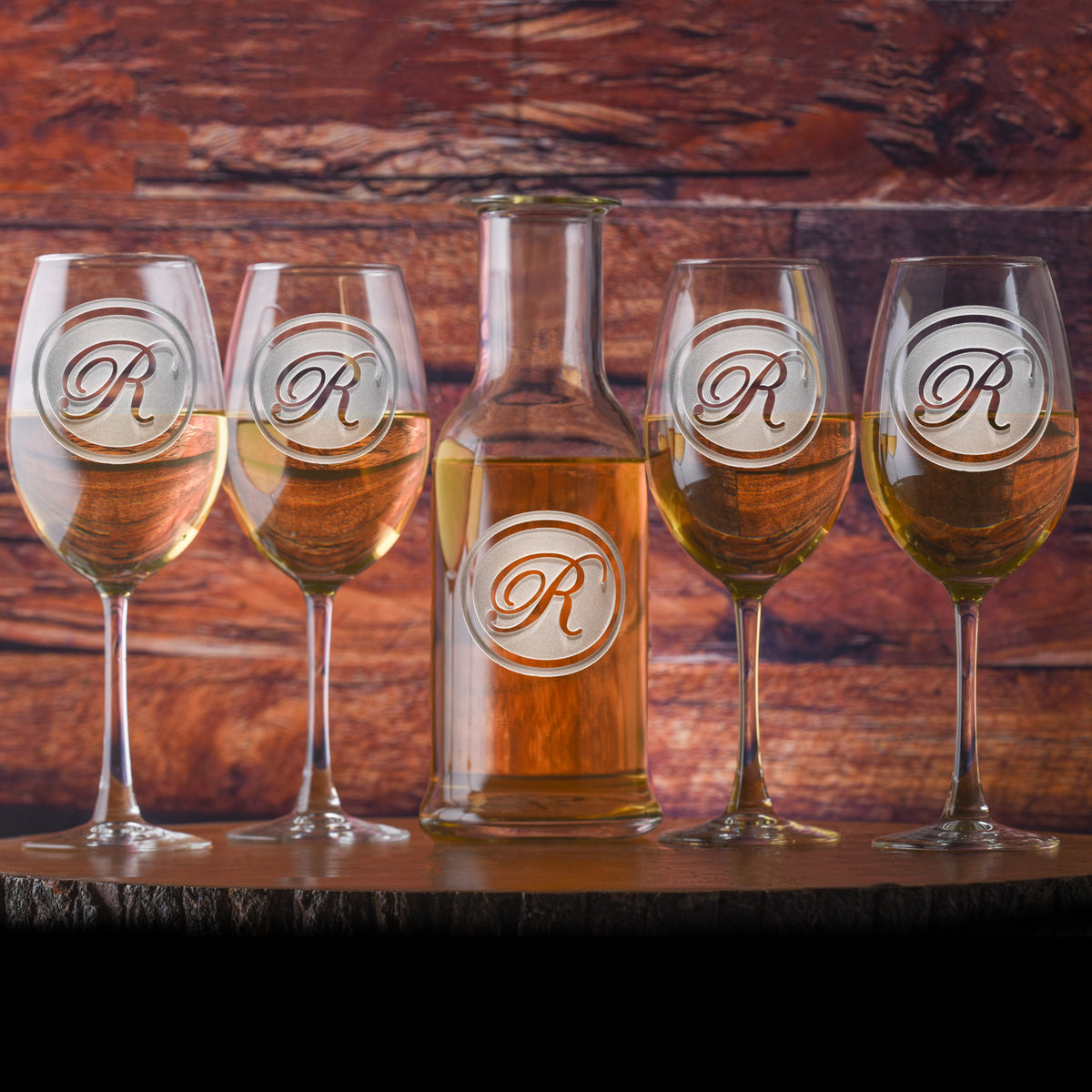 Monogrammed Crystal Purity Wine Carafe &amp; Glasses Gift Set