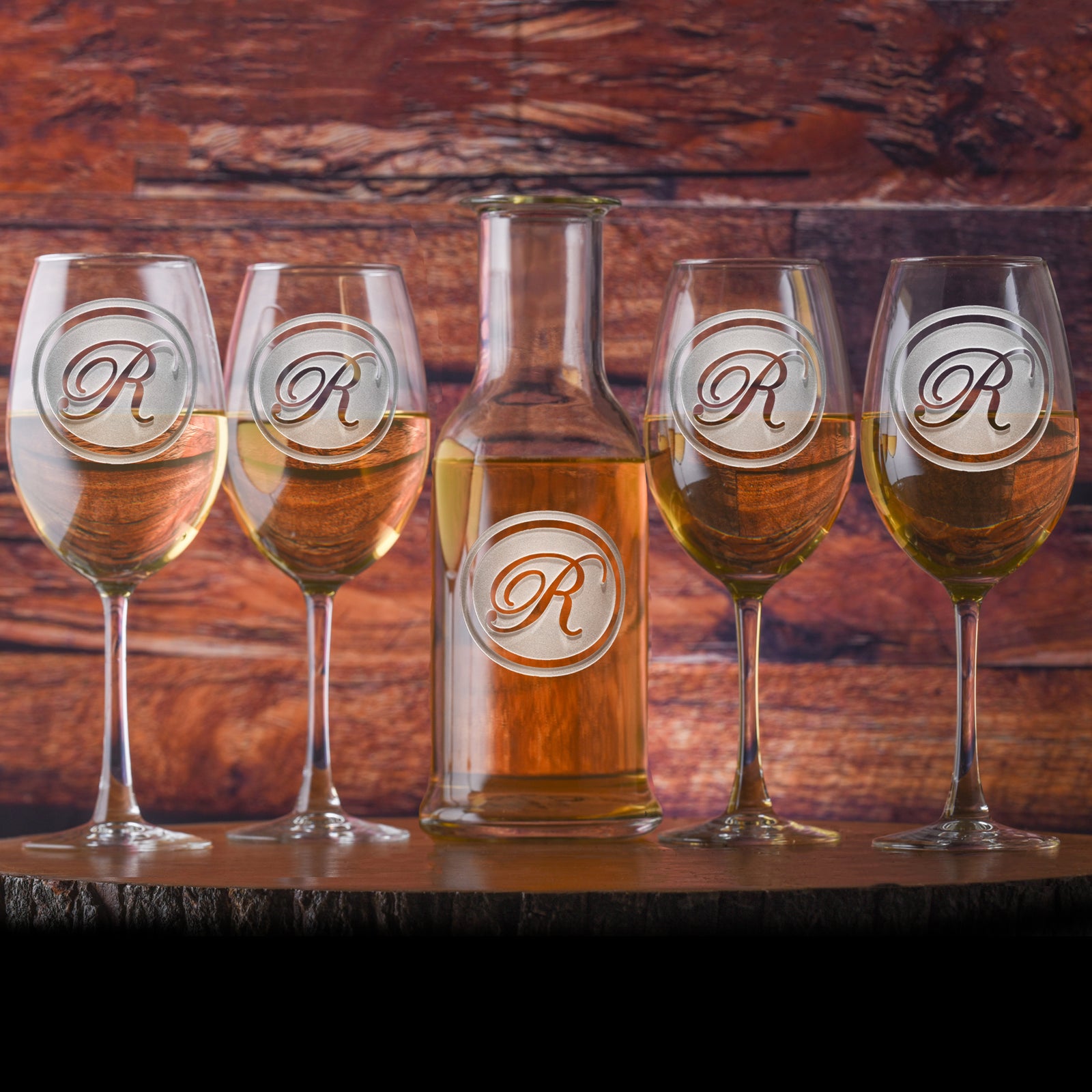 Monogrammed Crystal Purity Wine Carafe & Glasses Gift Set