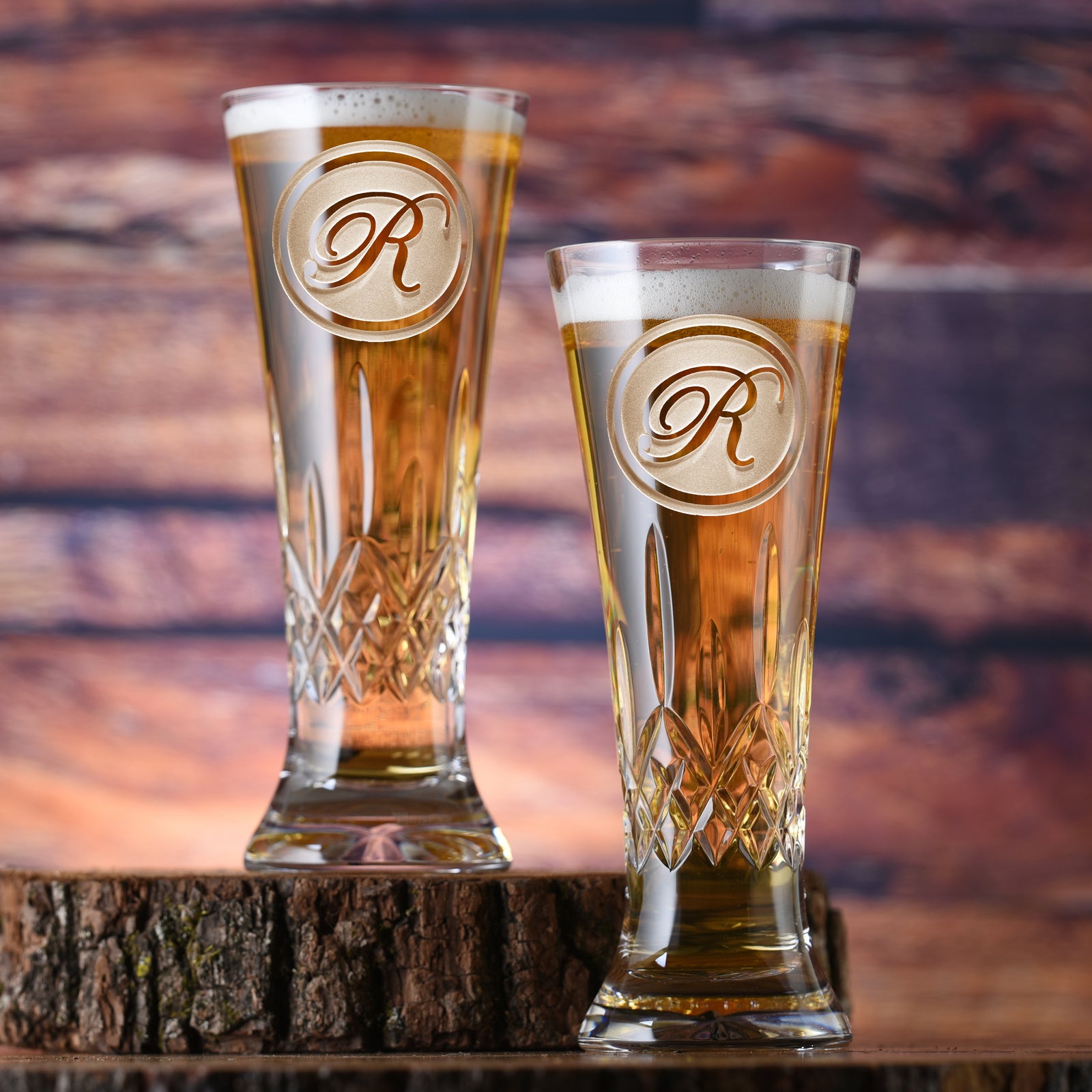 Engraved, Waterford Crystal, Beer Pilsner Pair