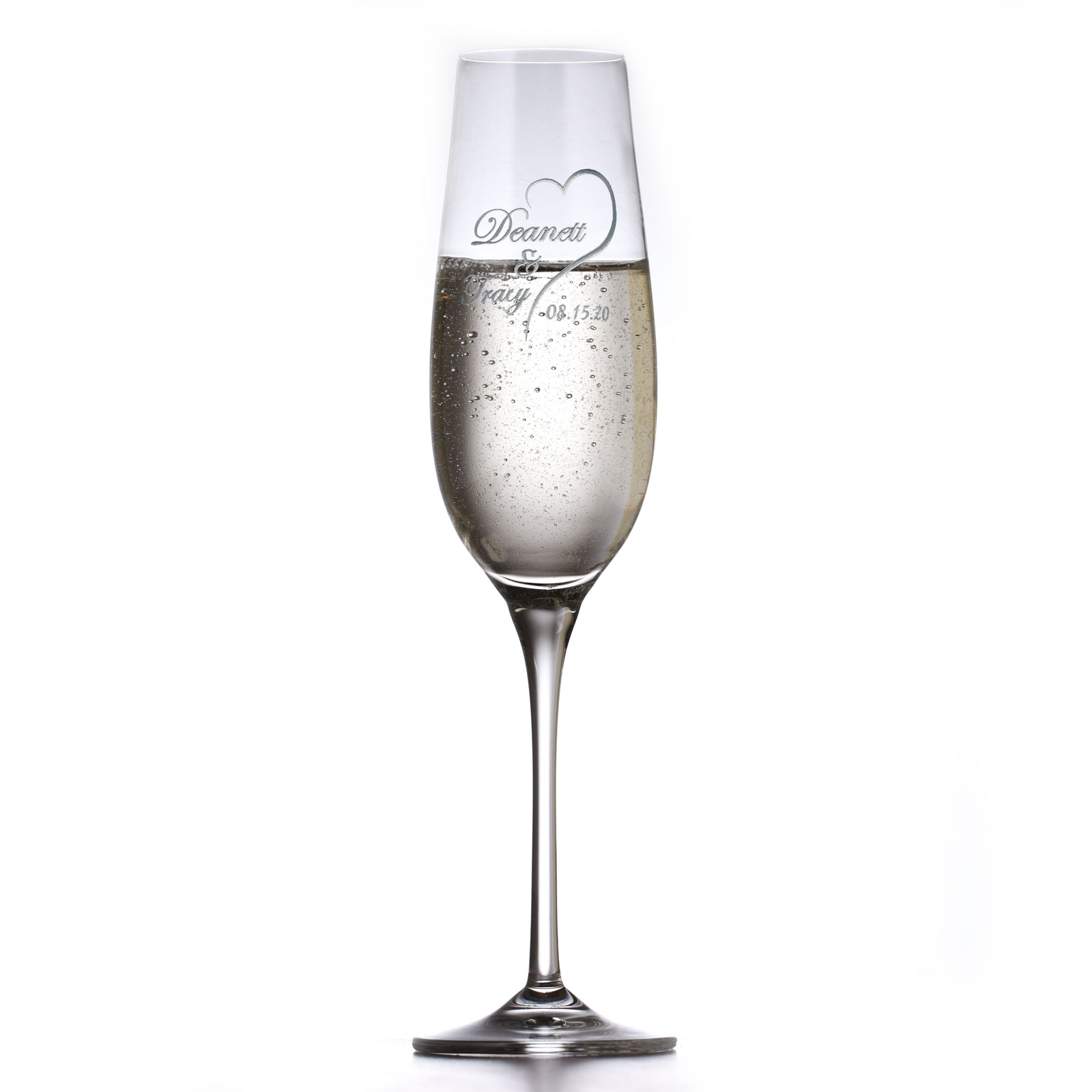 Personalized Crystal Wedding Date Toasting Flutes