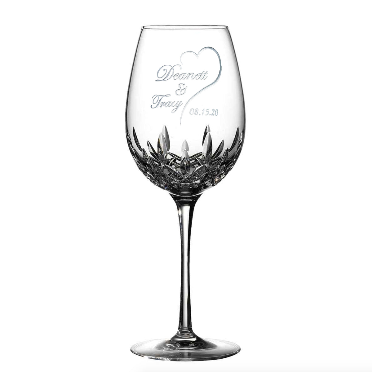Waterford Crystal, Bride & Groom Wedding Date Wine Glass