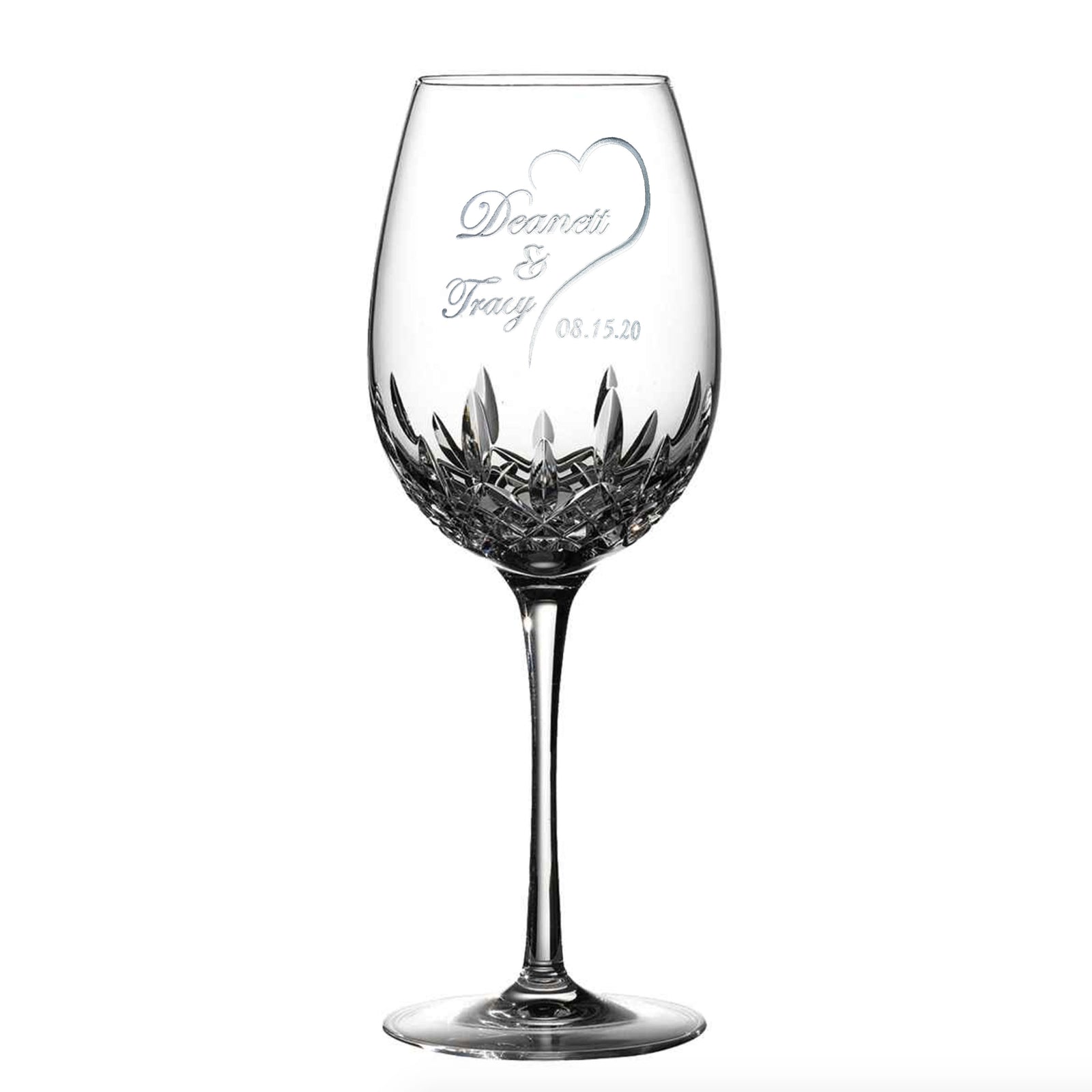 Waterford Crystal, Bride & Groom Wedding Date Wine Glass