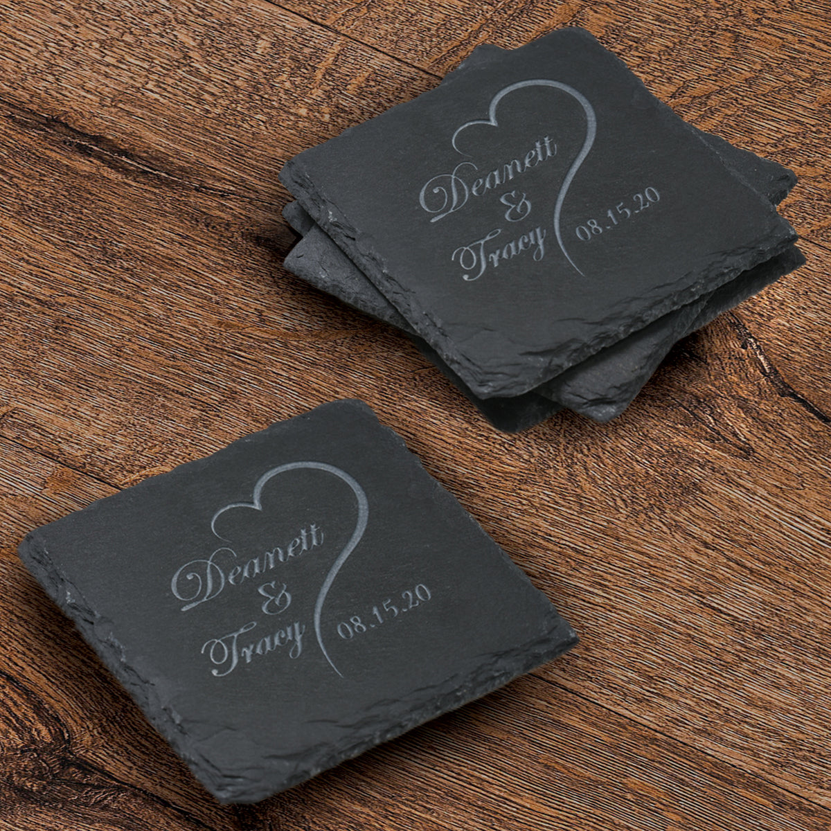 Bride &amp; Groom Wedding Slate Coasters (Set of 4)