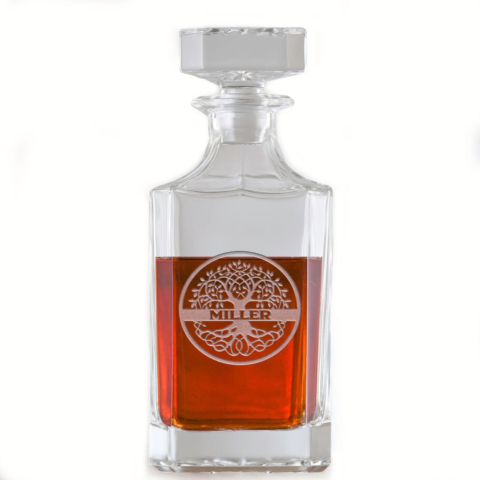 Family Tree Custom, Engraved Square Whiskey Decanter