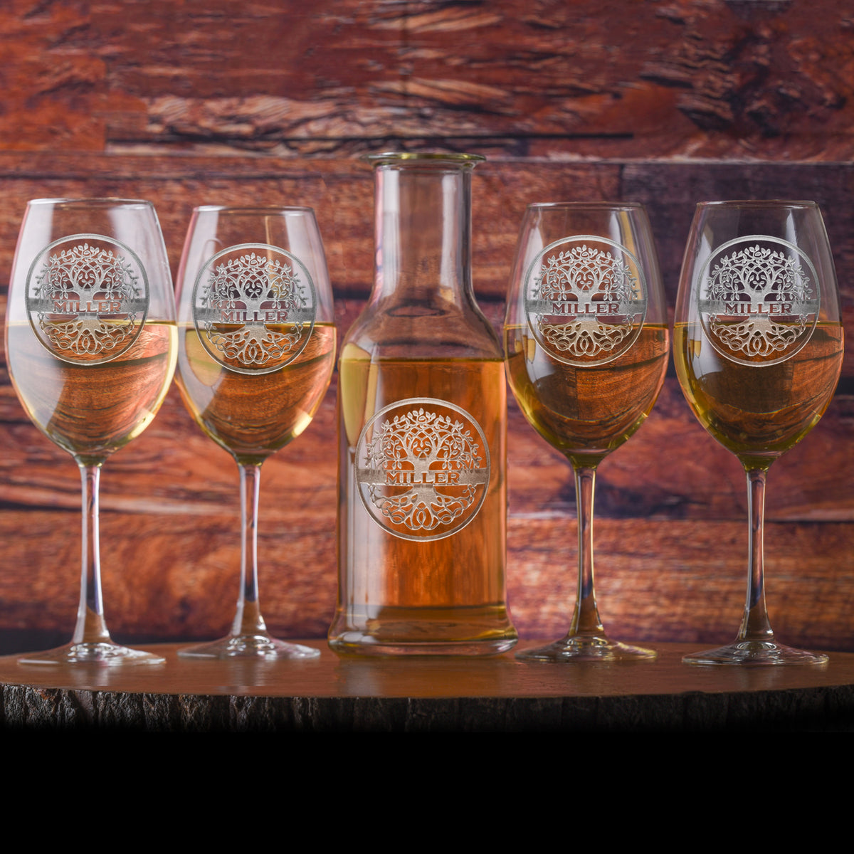 Family Tree Crystal Purity Wine Carafe &amp; Glasses, Gift Set