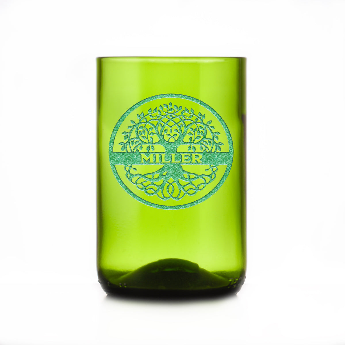 Green, Recycled Wine Bottle Glass, Tumbler Family Tree