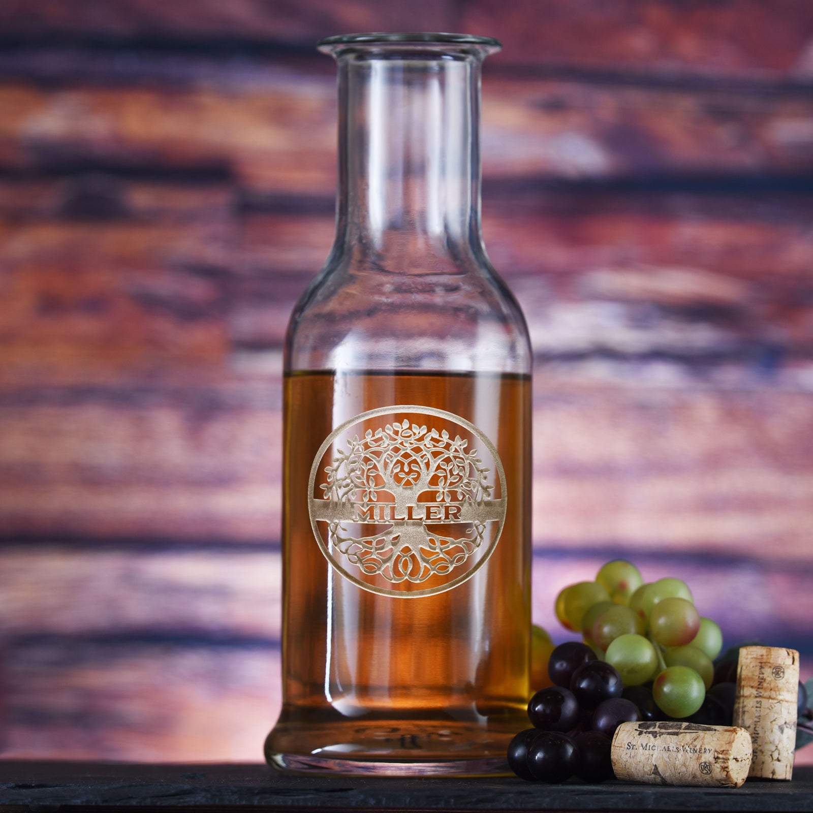 Family Tree, Custom Stolzle Purity Wine Carafe