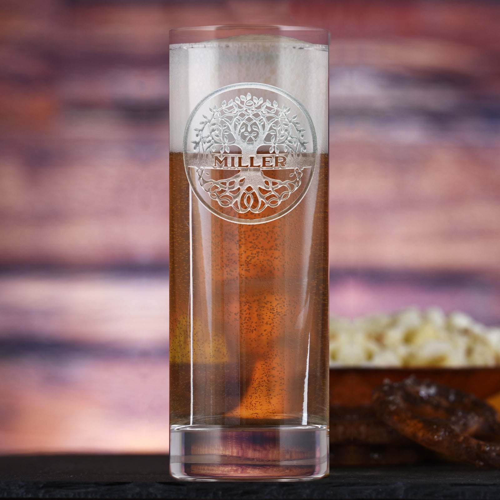 Family Tree Engraved Stolzle Crystal New York Tall Tumbler