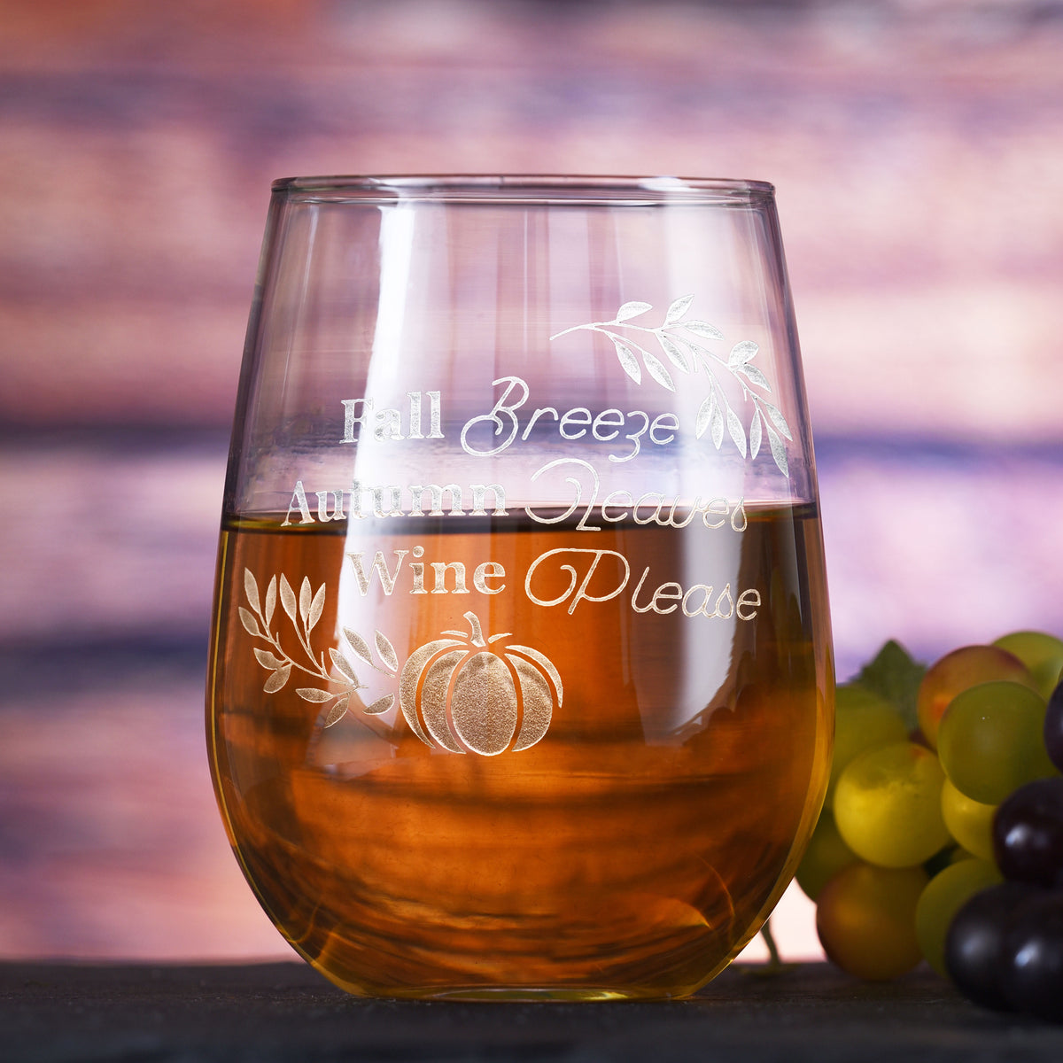Gift For Pumpkin Spice Lovers, Stemless Wine Glass
