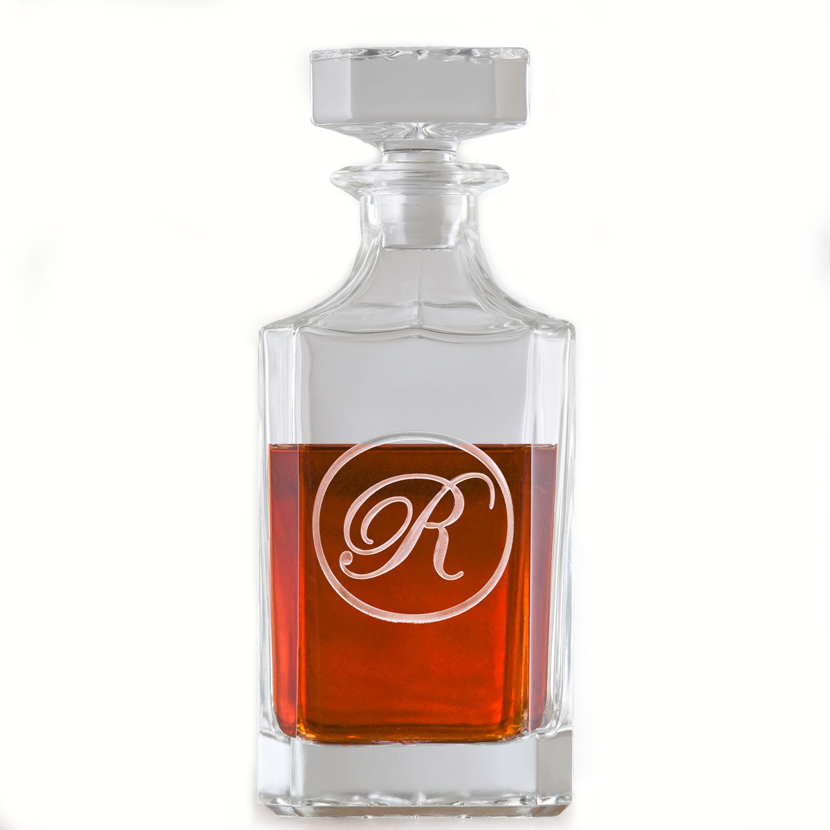 Monogrammed, Engraved Square Whiskey Decanter