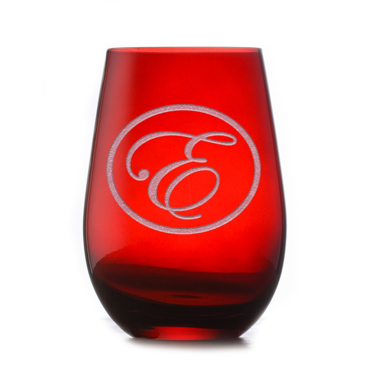 Etched Red Stemless Wine Glass Tumbler