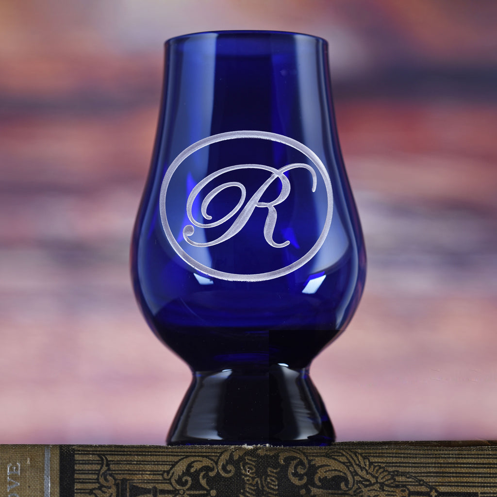 Blue Glencairn Whisky Glass - with Monogram