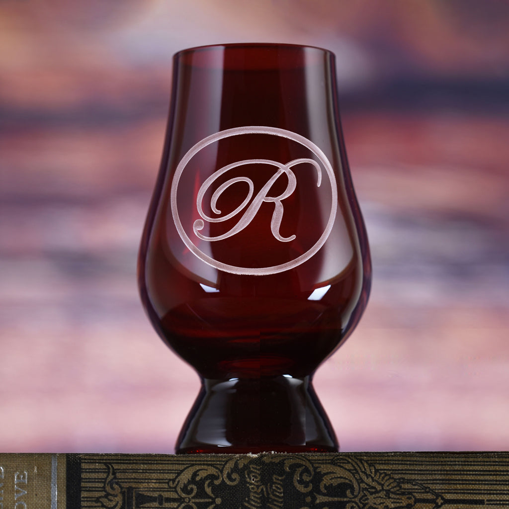 Red Glencairn Whisky Glass - With Monogram
