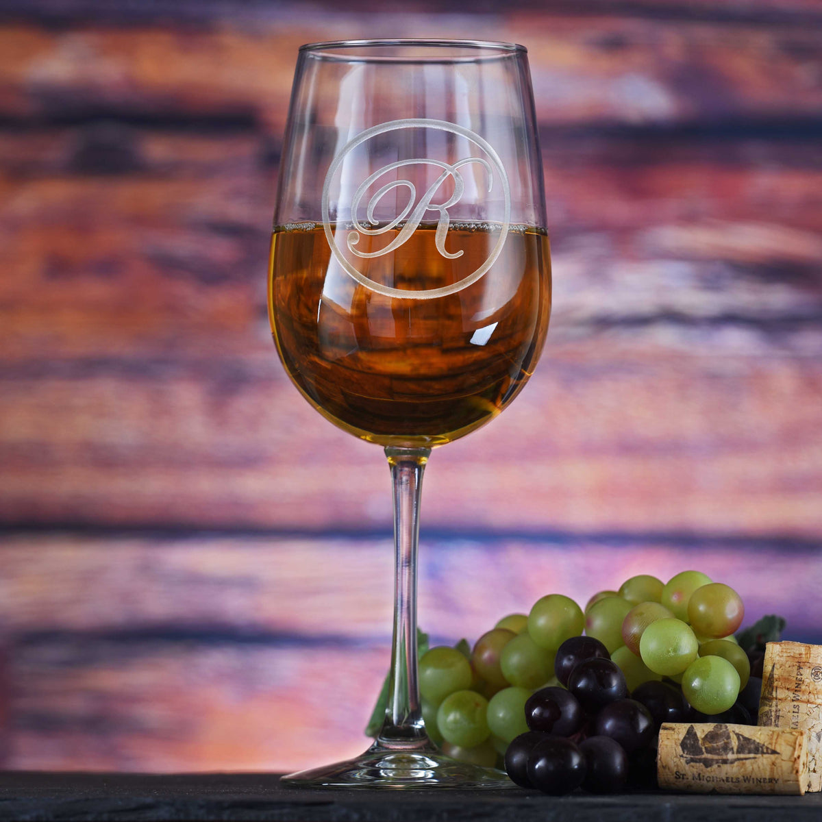 Monogrammed Engraved Wine Glass M15