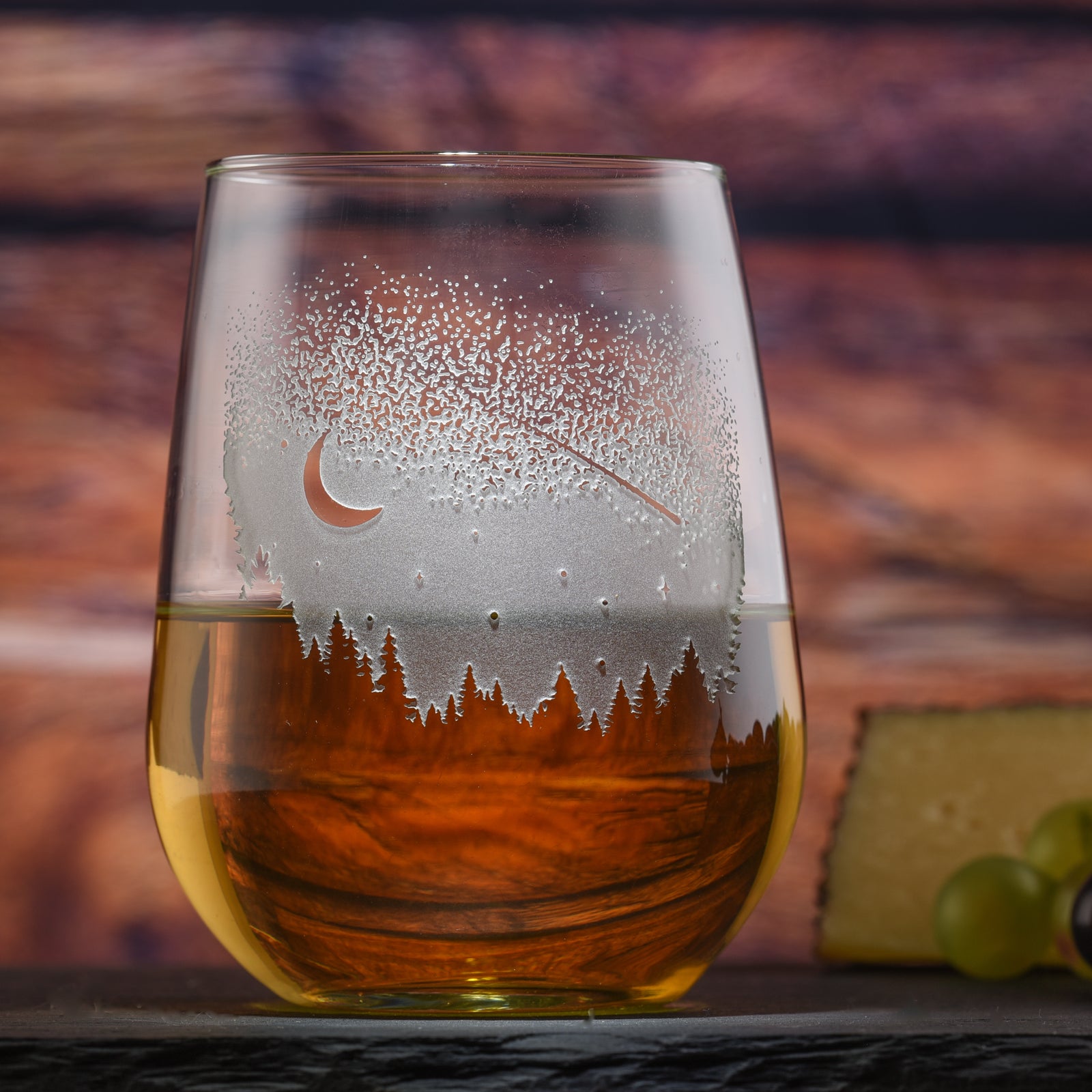 Shooting Star & Moon Stemless Wine Glass (Set of 2)