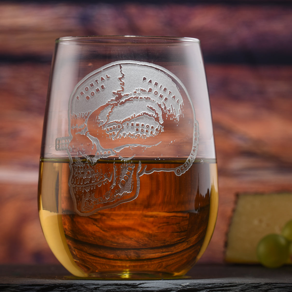 Skull &amp; Bones Model Stemless Wine Glass (Set of 2)