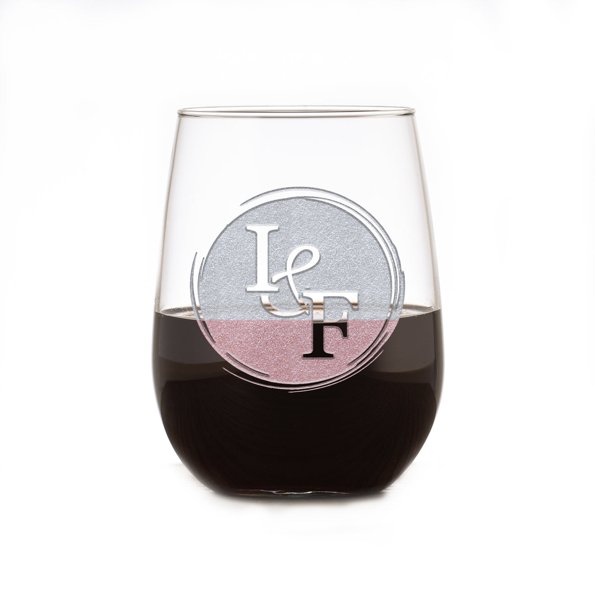Bride & Groom Monogrammed Stemless Wine Glass