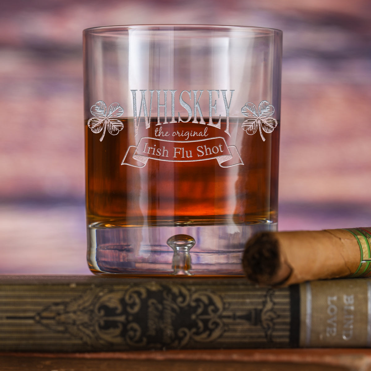 Whiskey "The Original Irish Flu Shot" Crystal Rocks Glass