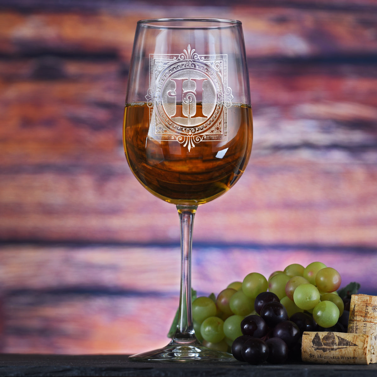 Monogrammed Wine Glass M20