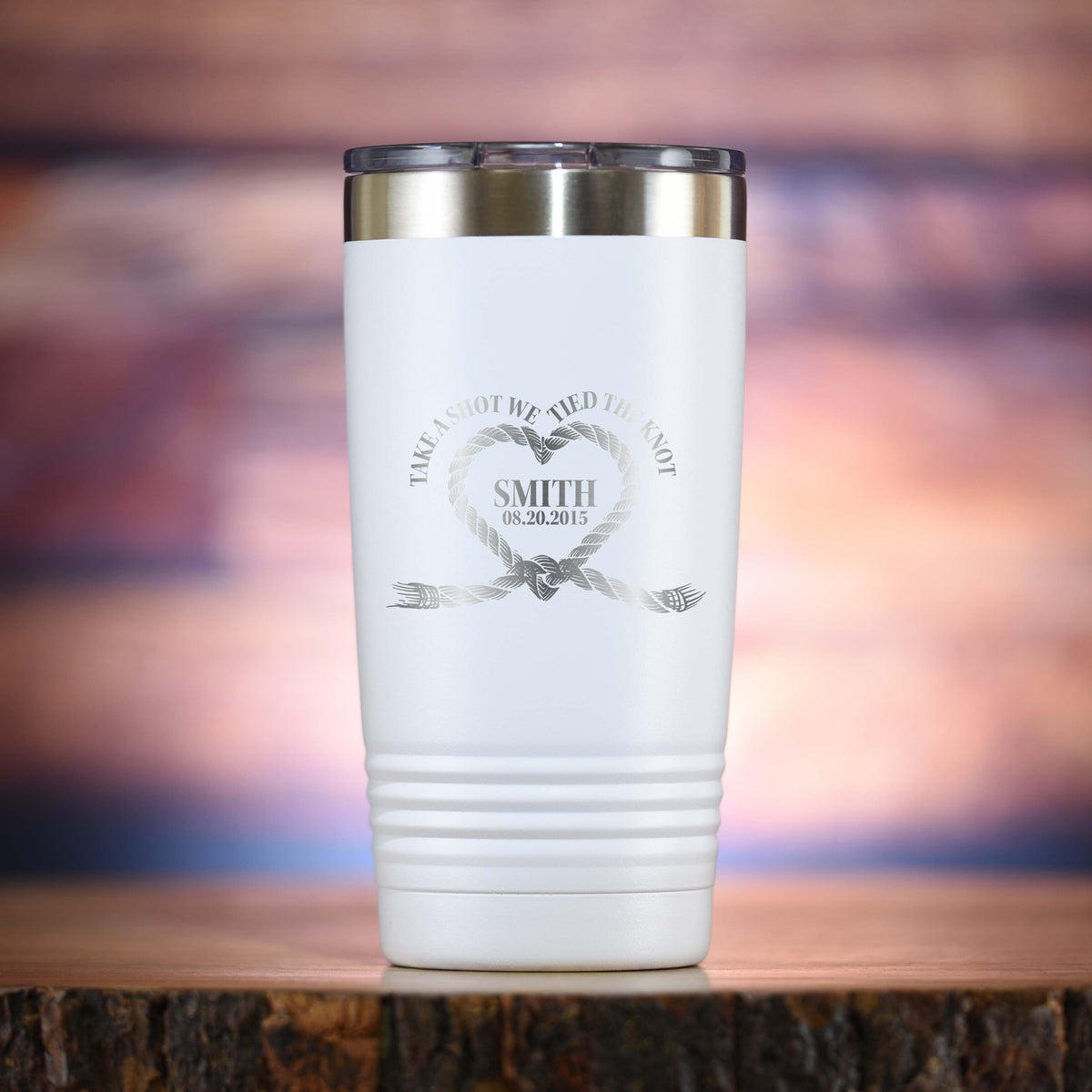 We Tied The Knot Wedding Favor, Travel Tumbler