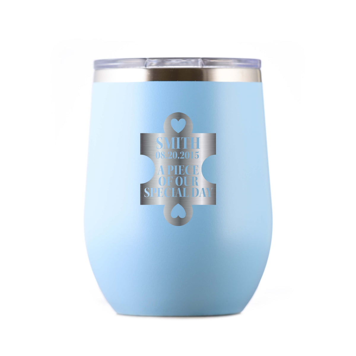 Wedding Day Puzzle Piece, Stemless, Wine Tumbler Favor