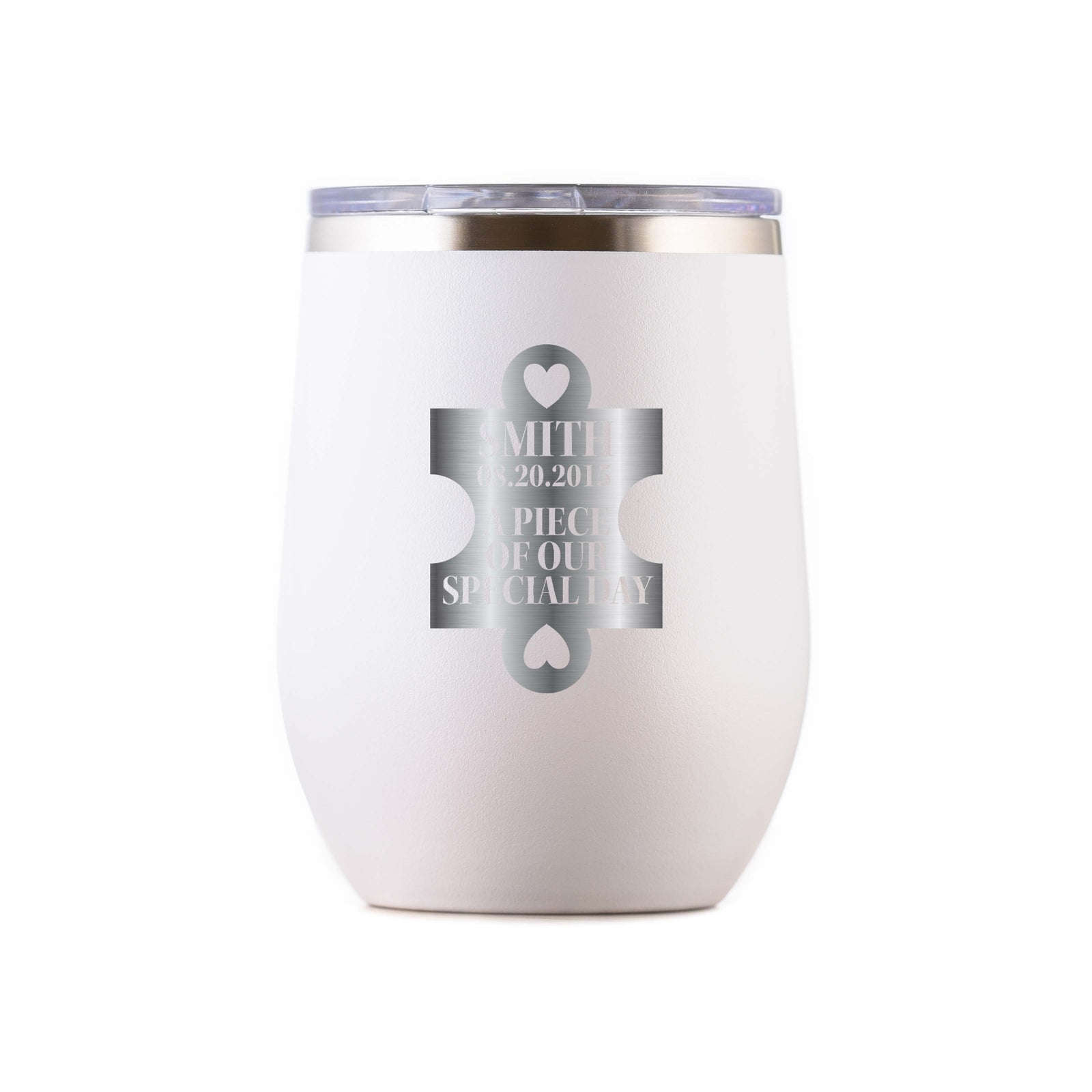 Wedding Day Puzzle Piece, Stemless, Wine Tumbler Favor