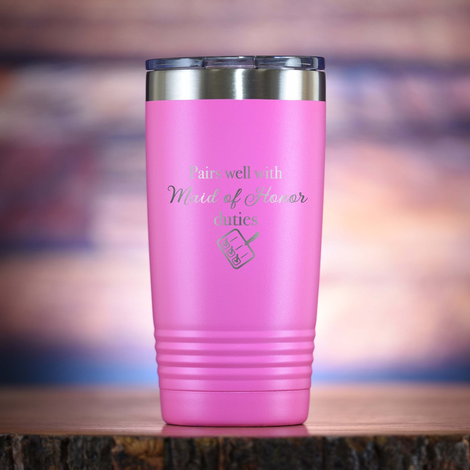 "Pairs Well With Maid of Honor Duties" Travel Tumbler Gift