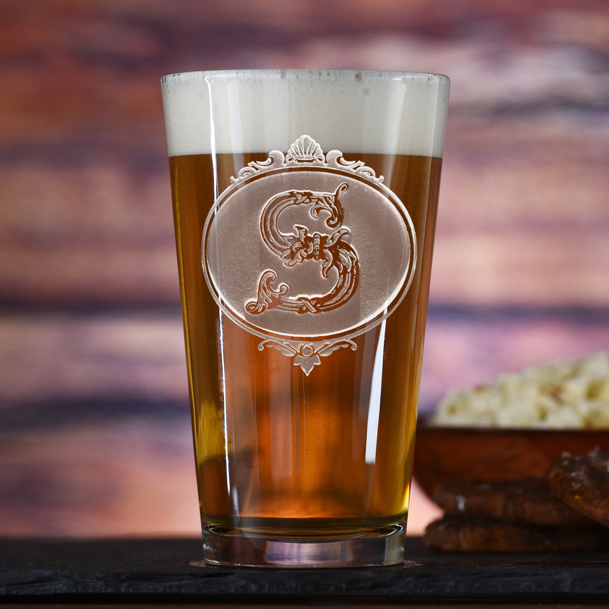 Monogrammed, Personalized Pub Glass M21